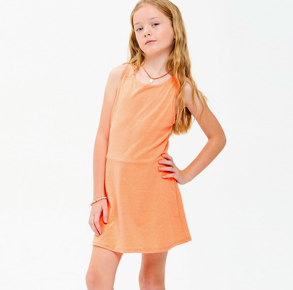 Cross Strap Back Mini Dress | Neon Orange