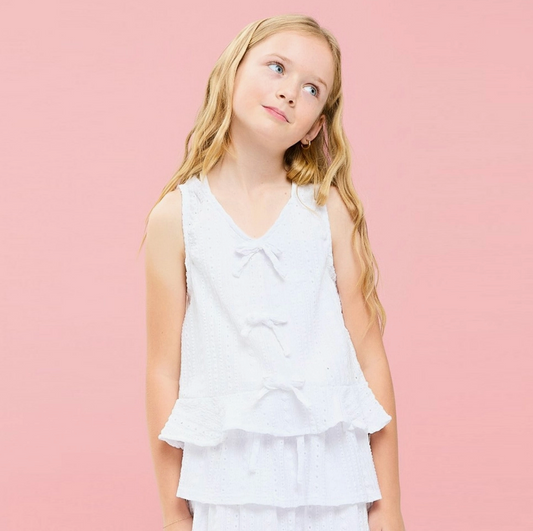 Eyelet Tank and Skirt Set | White