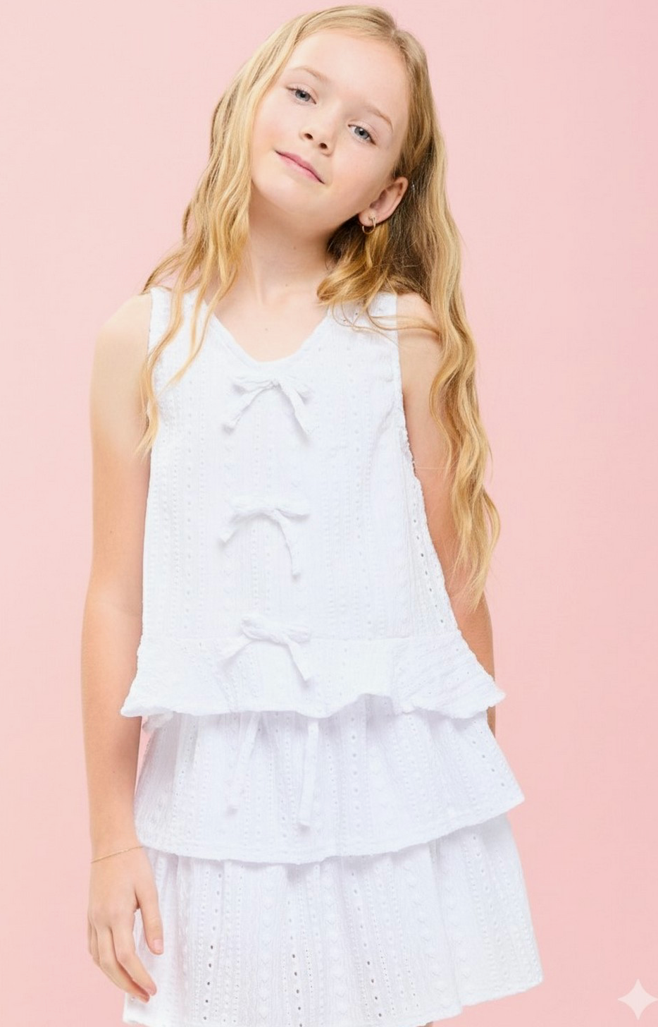 Eyelet Tank and Skirt Set | White