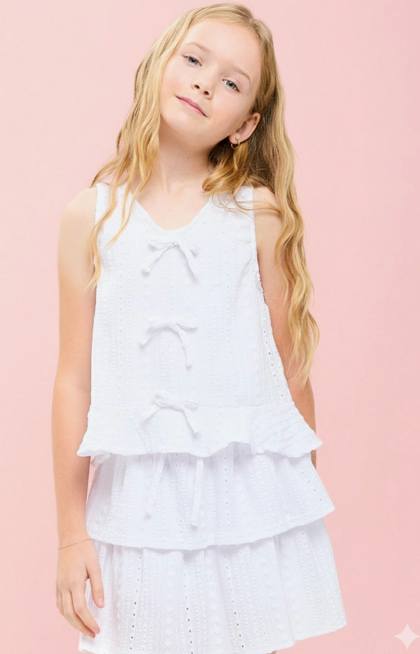 Eyelet Tank and Skirt Set | White