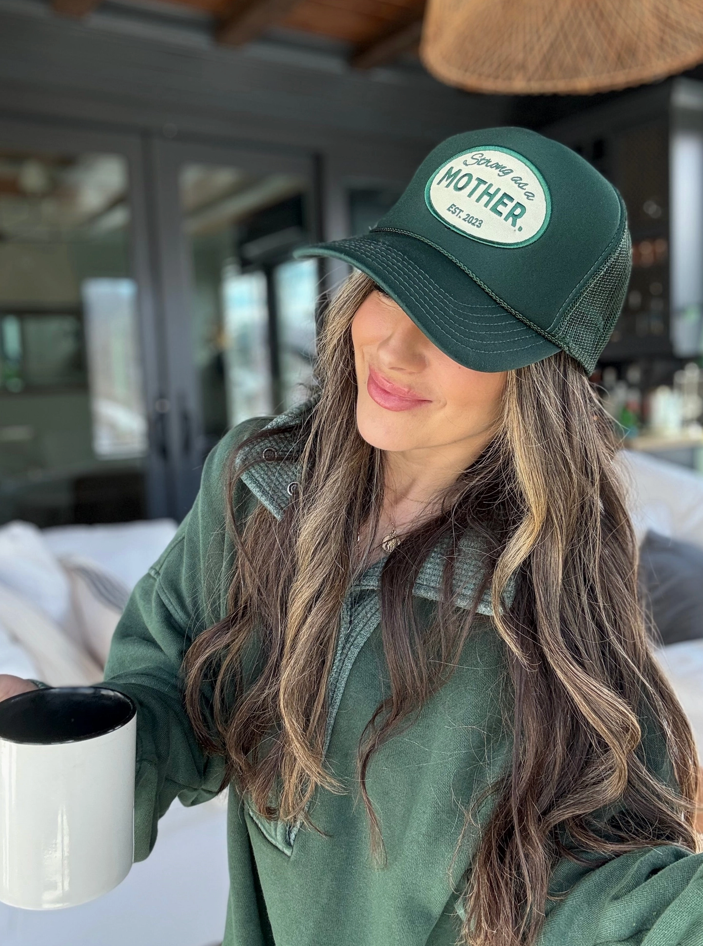 Green Trucker Hat | Strong As A Mother