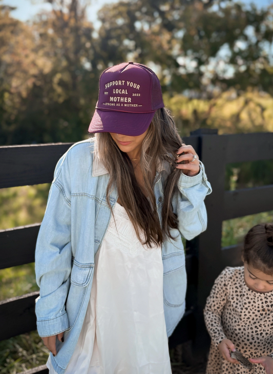 Burgundy Trucker Hat | Support Your Local Mother