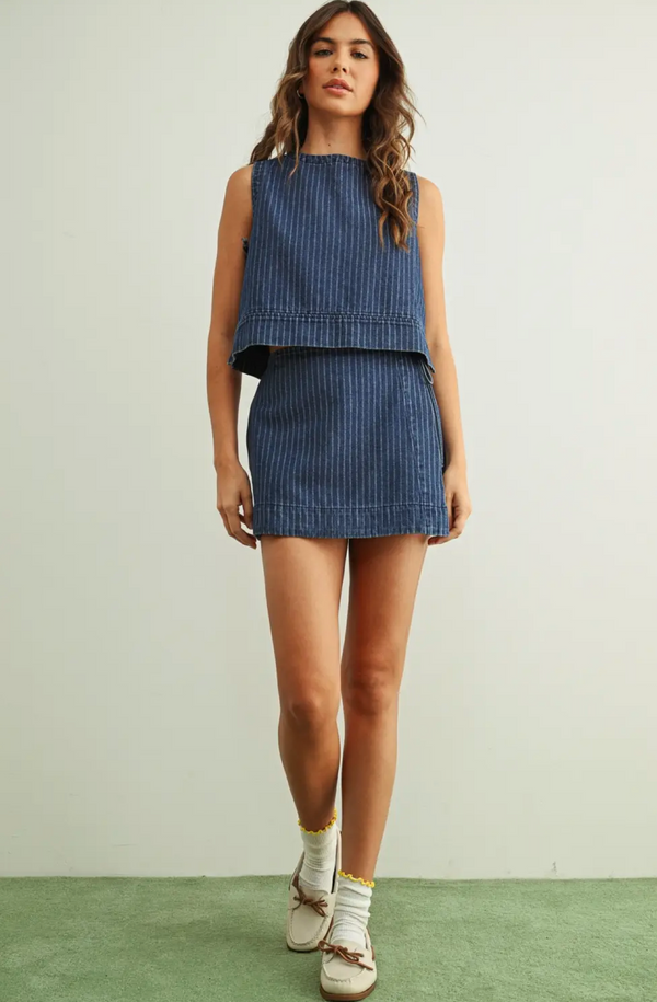 Denim Pinstripe Skort