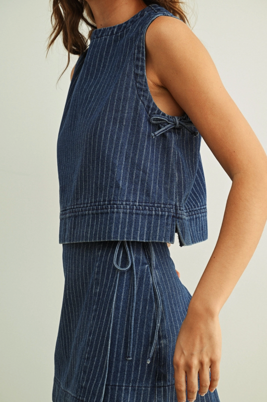 Denim Pinstripe Tie Tank