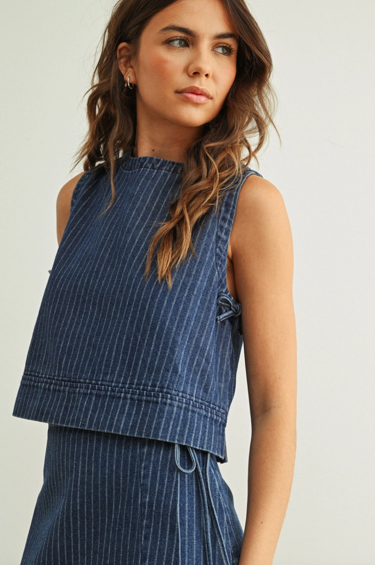 Denim Pinstripe Tie Tank
