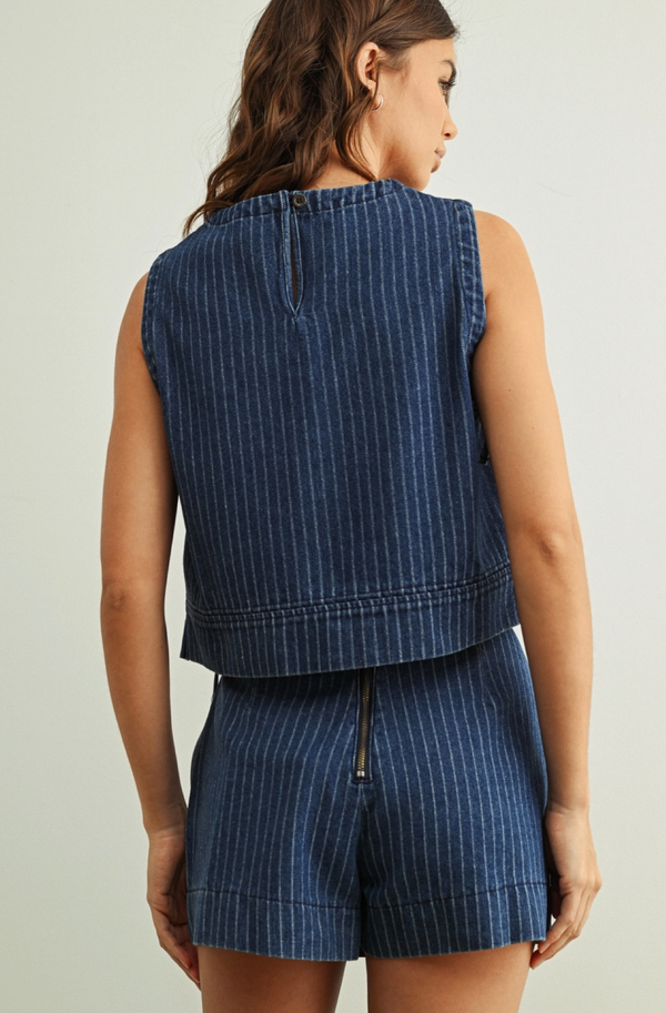 Denim Pinstripe Skort