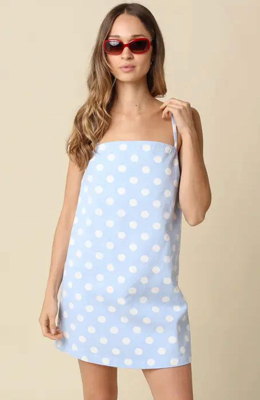 Regina Polka Dot Mini Dress | Skyblue Ivory