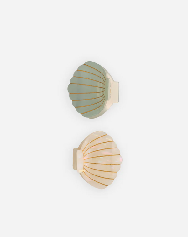 SHELL CLIP SET | SEAFOAM, NATURAL