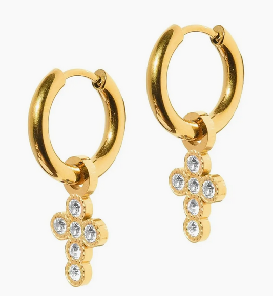 Huggie Charm Earrings | Esther Cross Clear