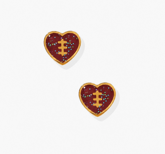 Screwback Stud Earrings | Football Heart