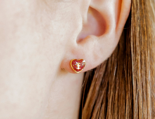 Screwback Stud Earrings | Football Heart