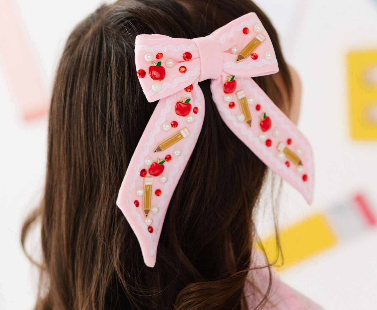 Apple Gemstone Bow Clip