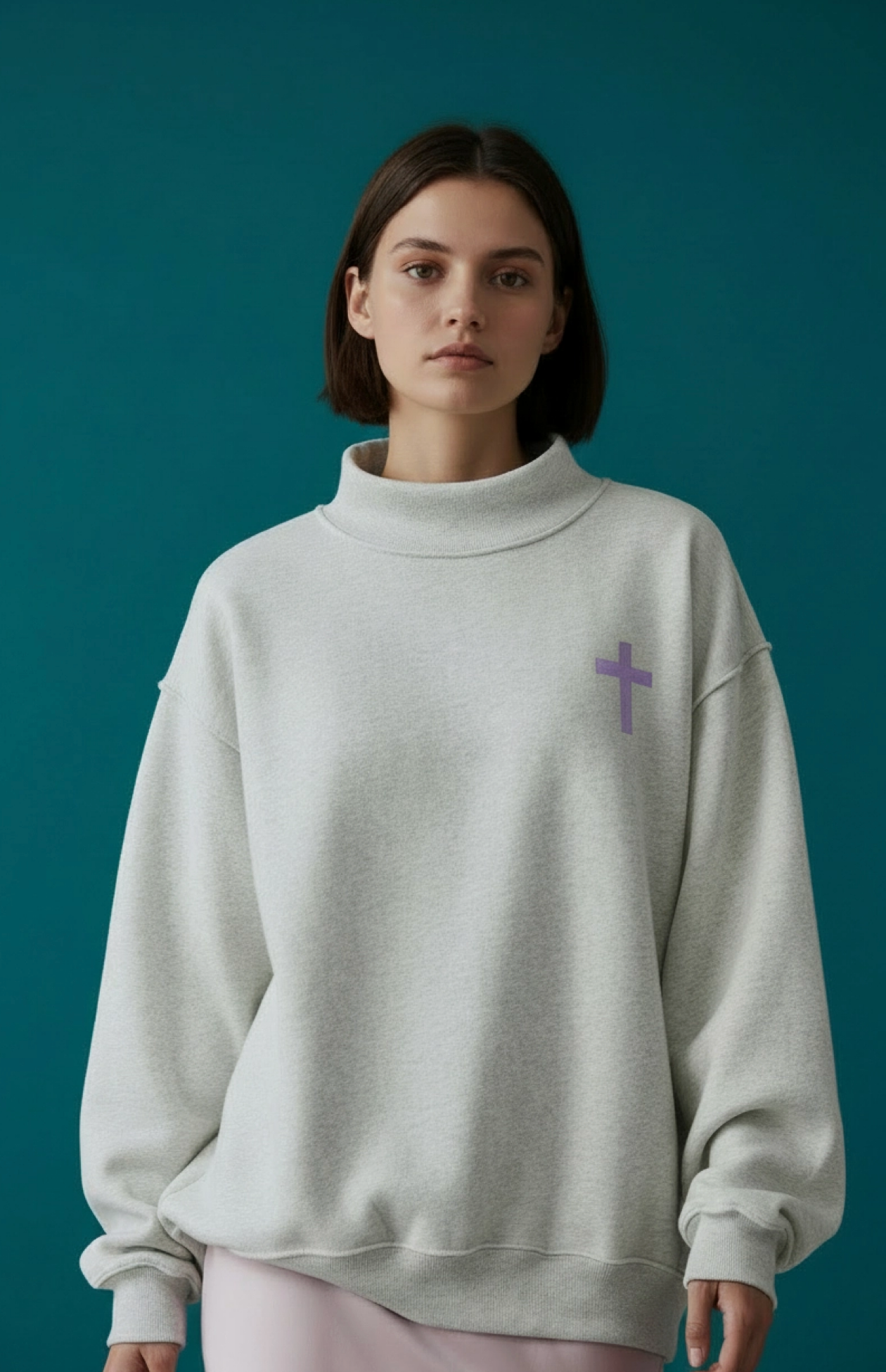 Grey Reversible Sweatshirt | Cross & Jesus