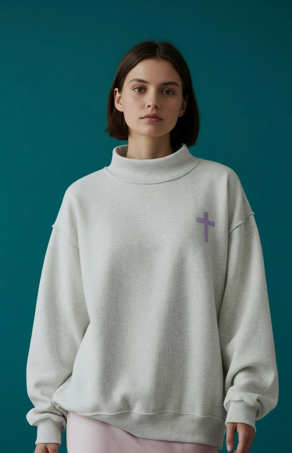 Grey Reversible Sweatshirt | Cross & Jesus