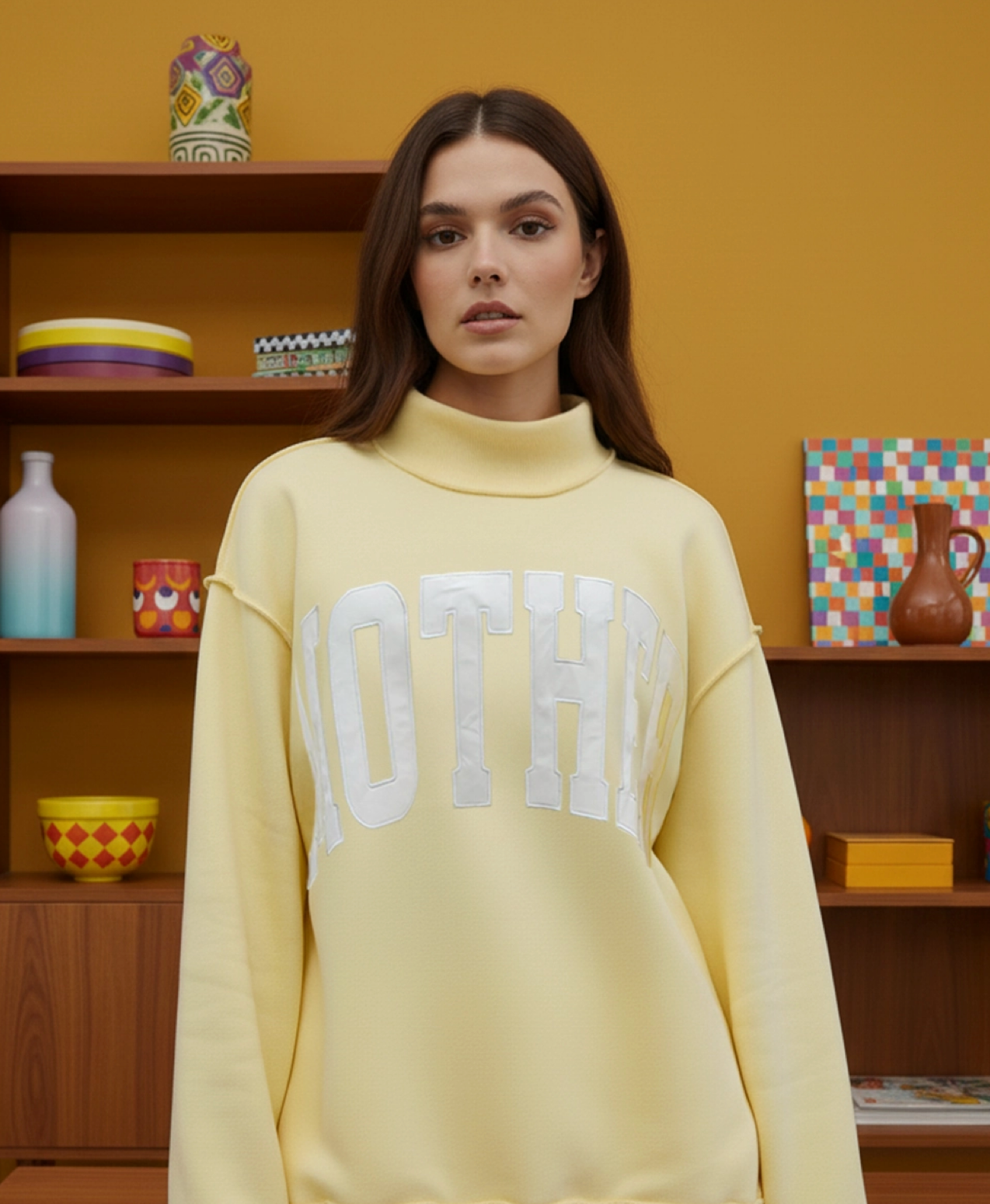 Yellow Mock Neck Sweatshirt | Mother