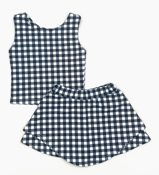 Athletic Skort Set | Navy Gingham