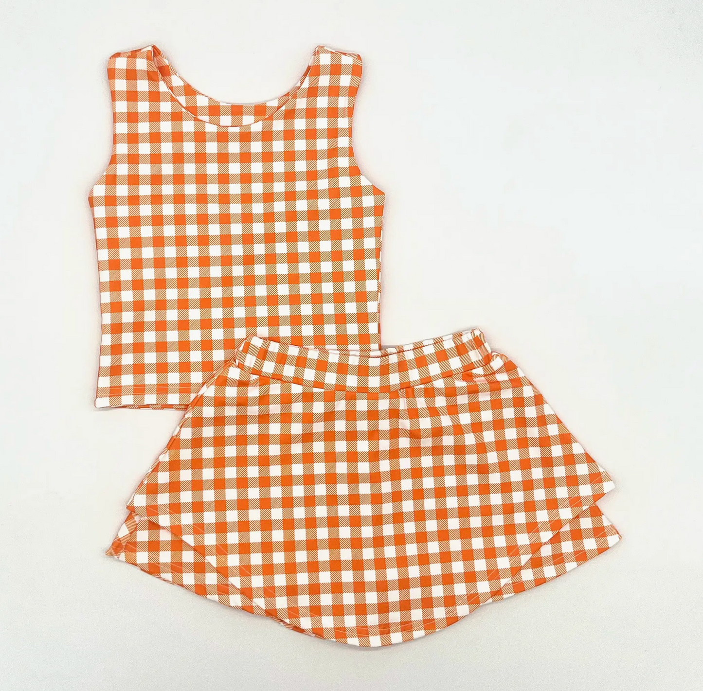Athletic Skort Set | Orange Gingham