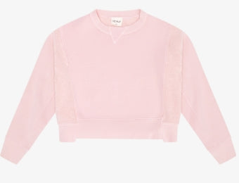 Cotton Fleece Reverse Insert Sweater | Pink Moscato
