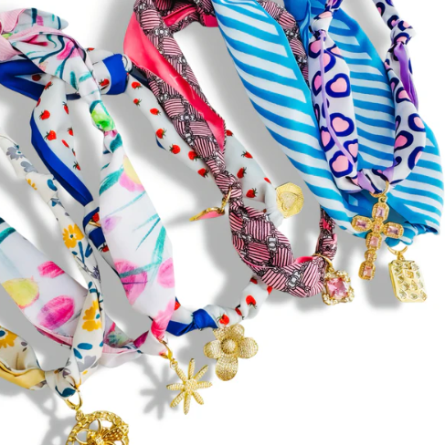 The Trendiest Scarf Charm Necklace | Pink Roses