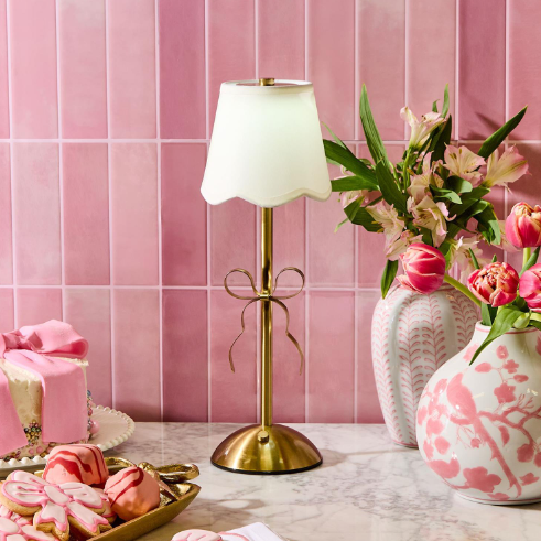 LED Portable Cordless Gold Bow Table Lamp