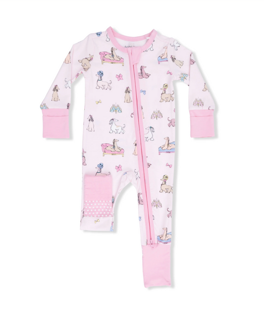 2-Way Zip Romper | Fancy Hounds with Bows