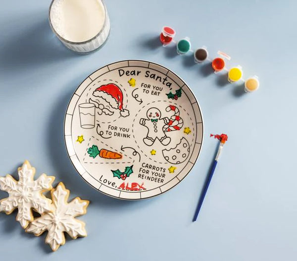 PAINT-ME SNACKS OF SANTA PLATE SET