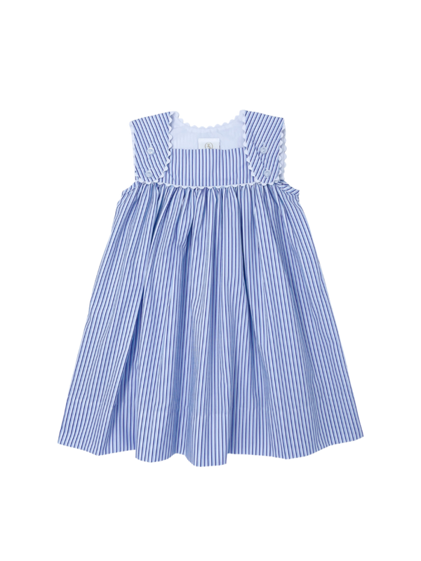 Frances Flap Dress - Blue Pinstripe