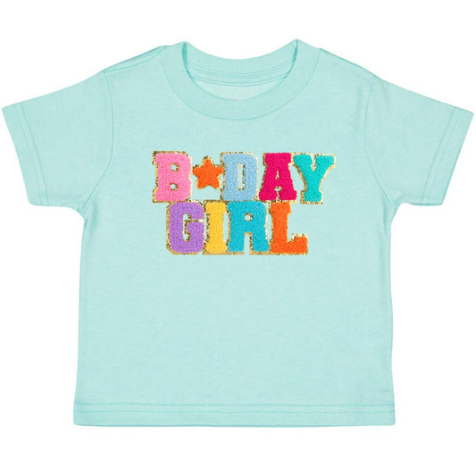 Birthday Girl Patch Short Sleeve T-shirt | Aqua