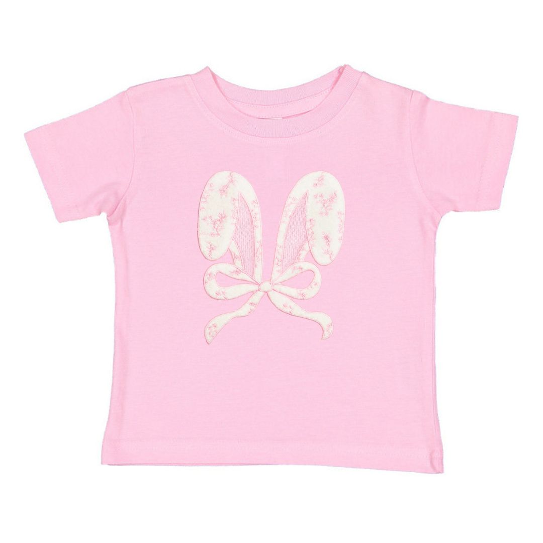 Lace Bunny Bow Patch Easter Short Sleeve T-Shirt