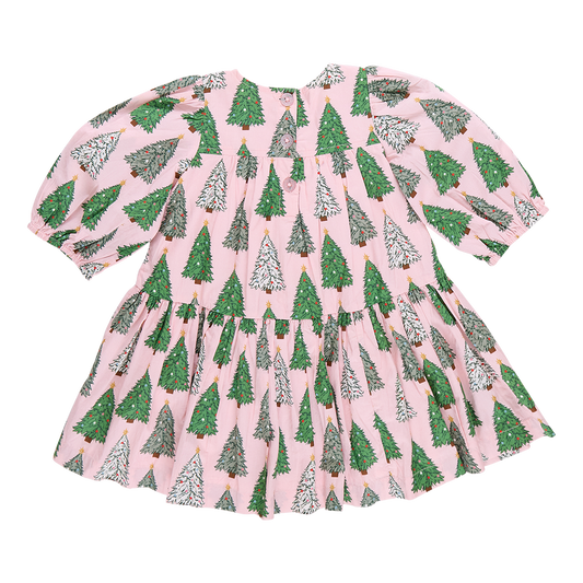 Girls Fiona Dress | Pink Trees