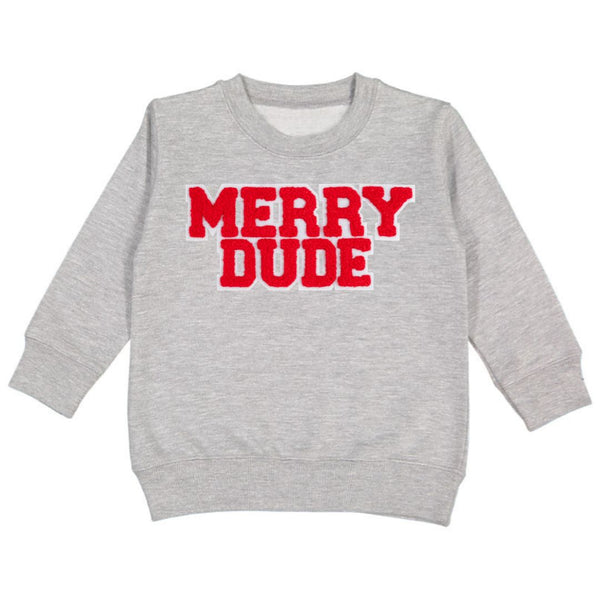 Merry Dude Patch Christmas Sweatshirt | Grey