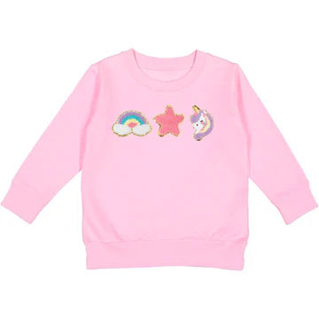 Unicorn Doodle Patch Sweatshirt | Pink