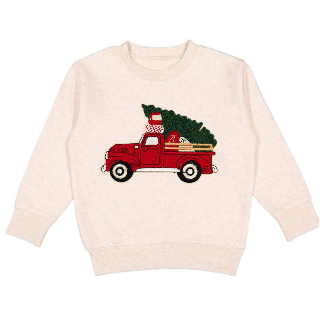 Christmas Truck Patch Sweatshirt | Natural