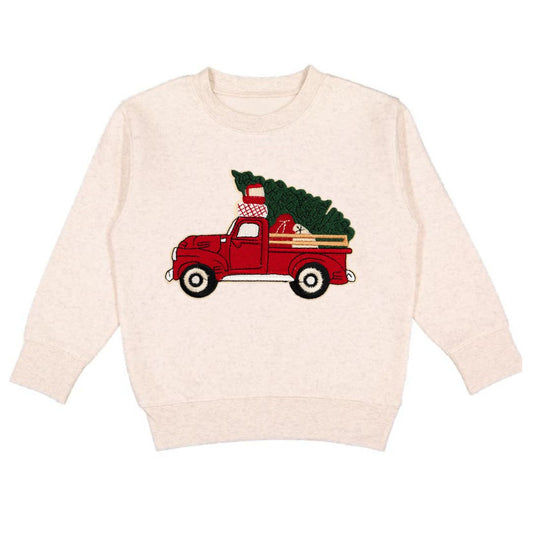 Christmas Truck Patch Sweatshirt | Natural