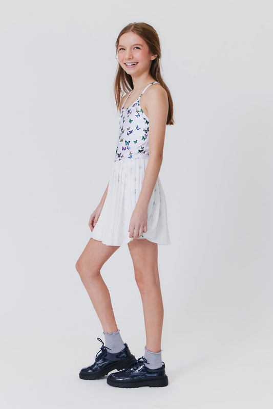 Girls Tennis Dress | White Butterflies