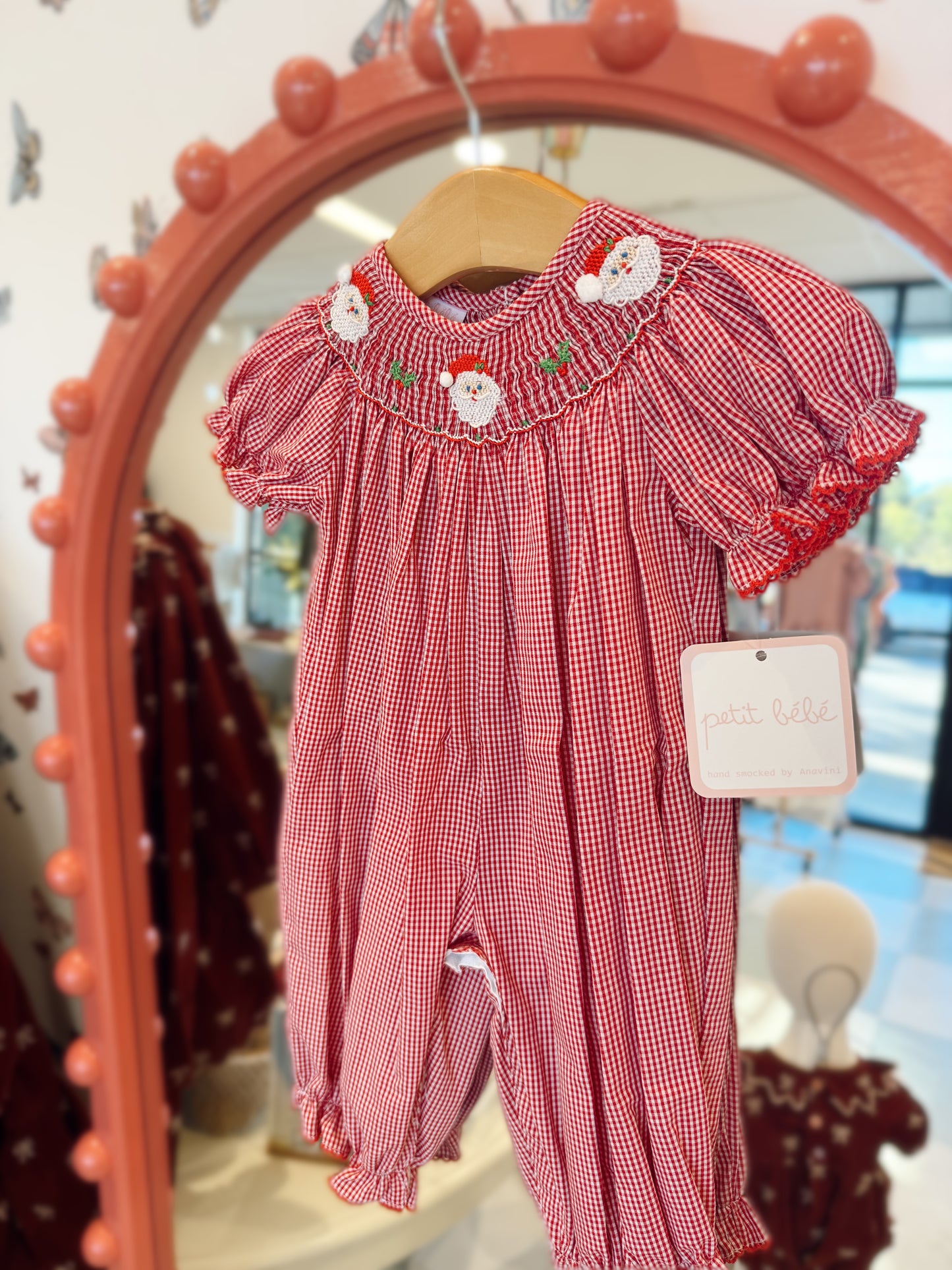 Long Bishop Bubble | Red Gingham Santa