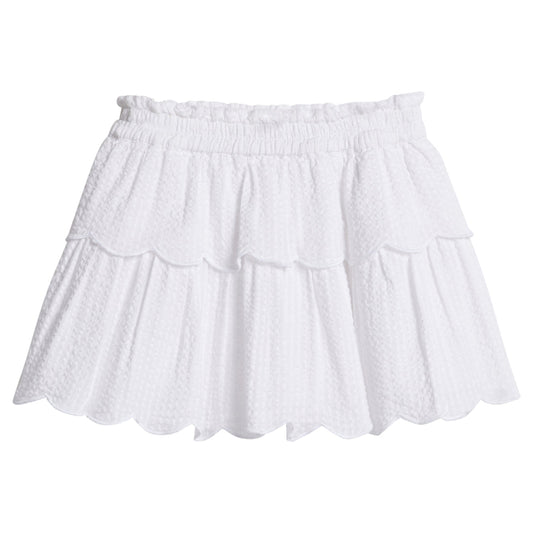 Tiered Skort | White Seersucker