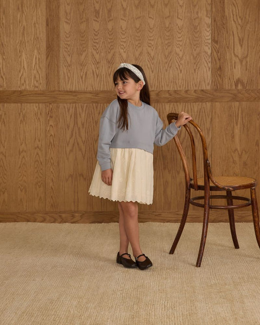 SWEATSHIRT DRESS || DUSTY BLUE