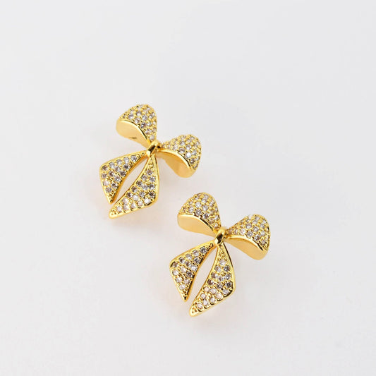 Twinkle Bow Gold Earring