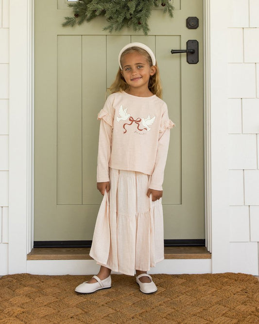 RUFFLE LONG SLEEVE TEE || PEACE