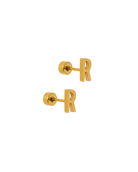 Screwback Stud Earrings | Initial R
