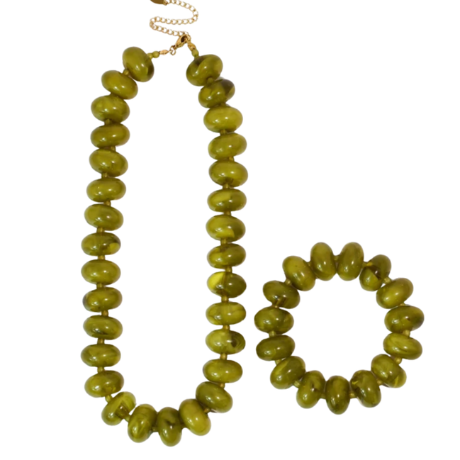 Sugar Bead Necklace | Olive