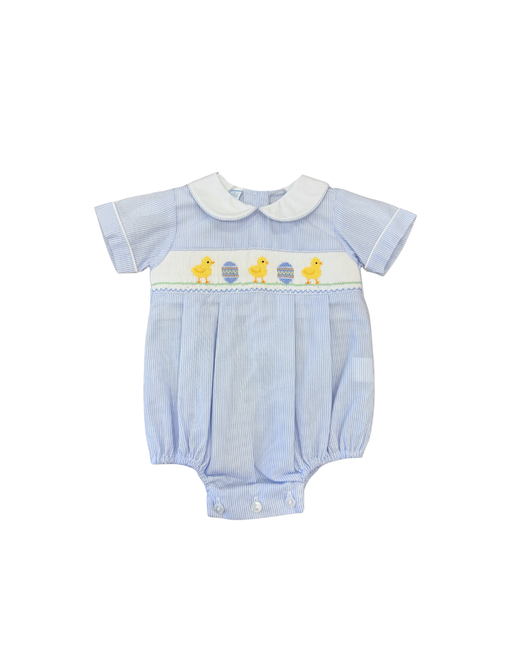 Boys Blue Tiny Stripe Bubble | Easter Chicks