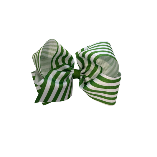 Medium Grosgrain Print Bow | Apple Green Stripe