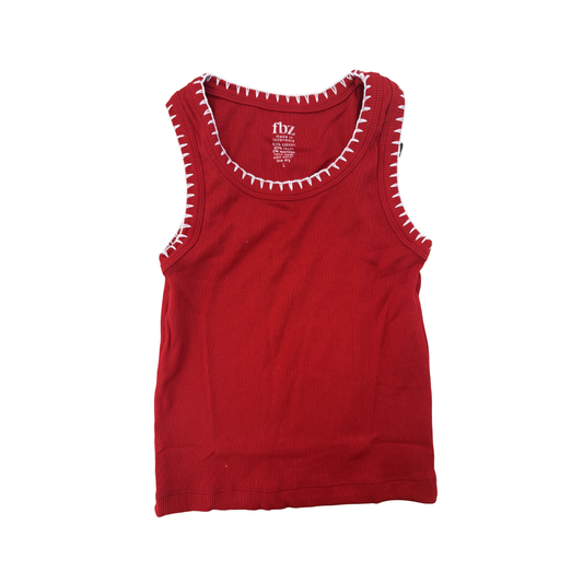 Embroidered Tank Top | Red