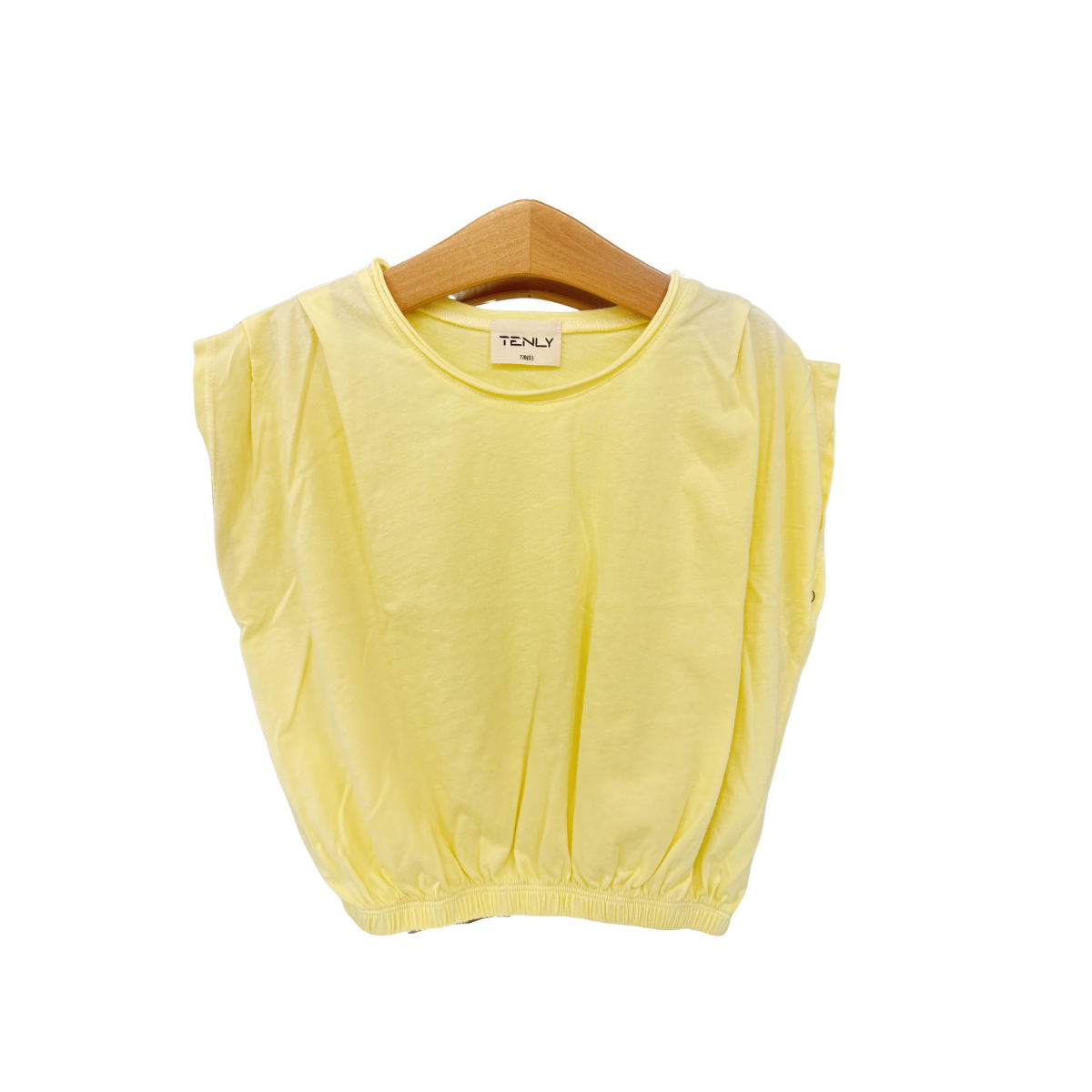 Cotton Jersey Shoulder Pleat Top | Lemon Drop