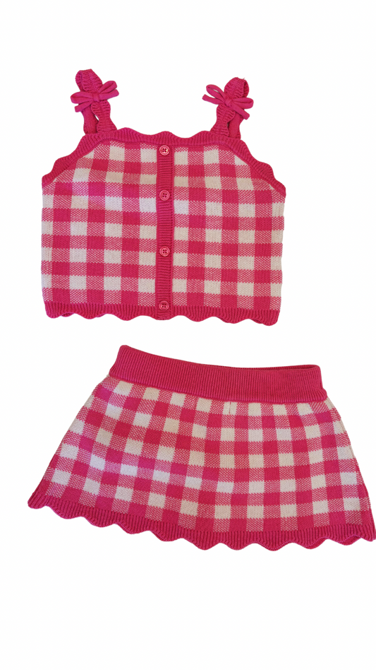 Cherry Pink Plaid Set