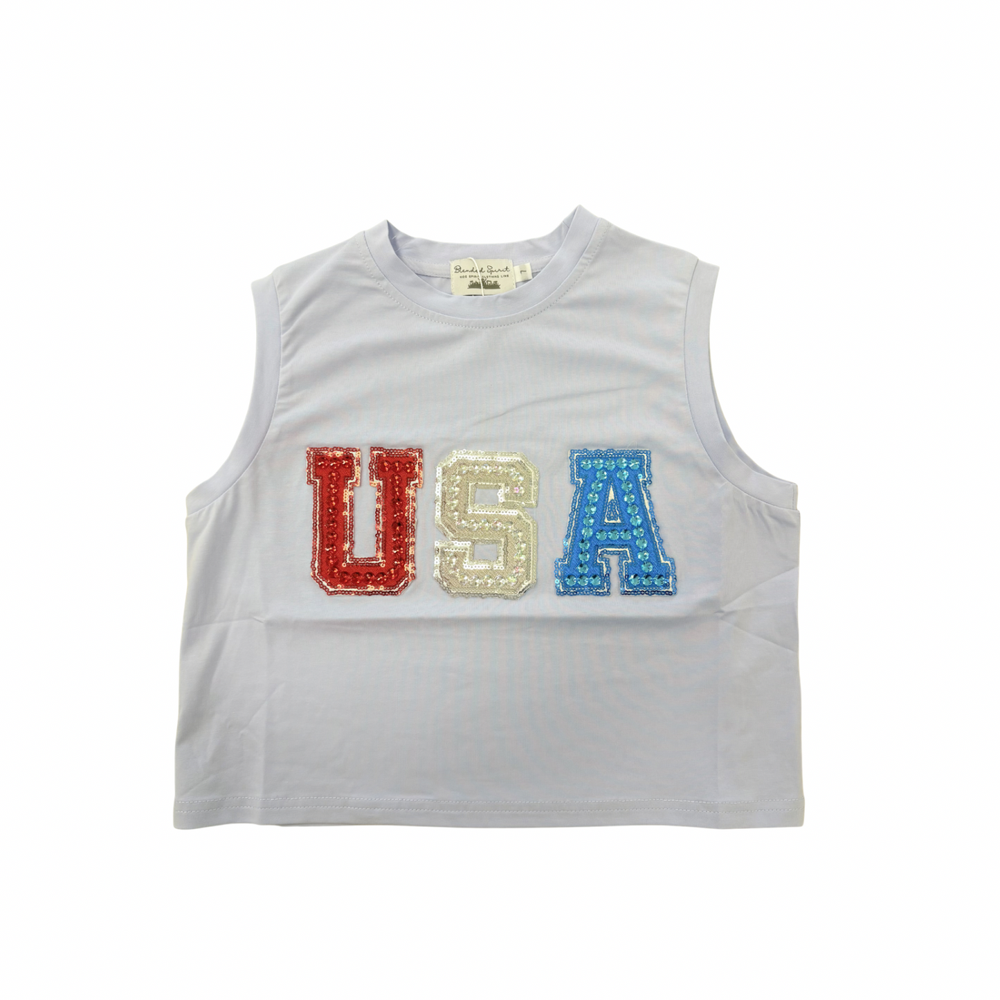 USA Patch Sleeveless Tee | Light Purple