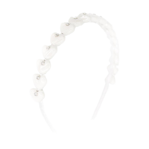 Heart Charm Headband | White