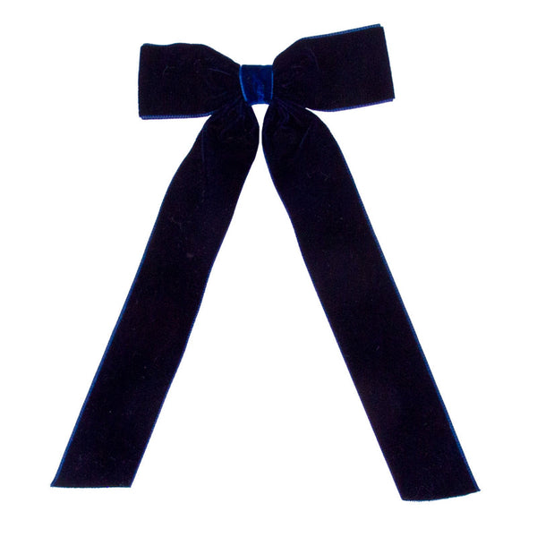 Medium Velvet Bow w/ Streamer Tails | Navy